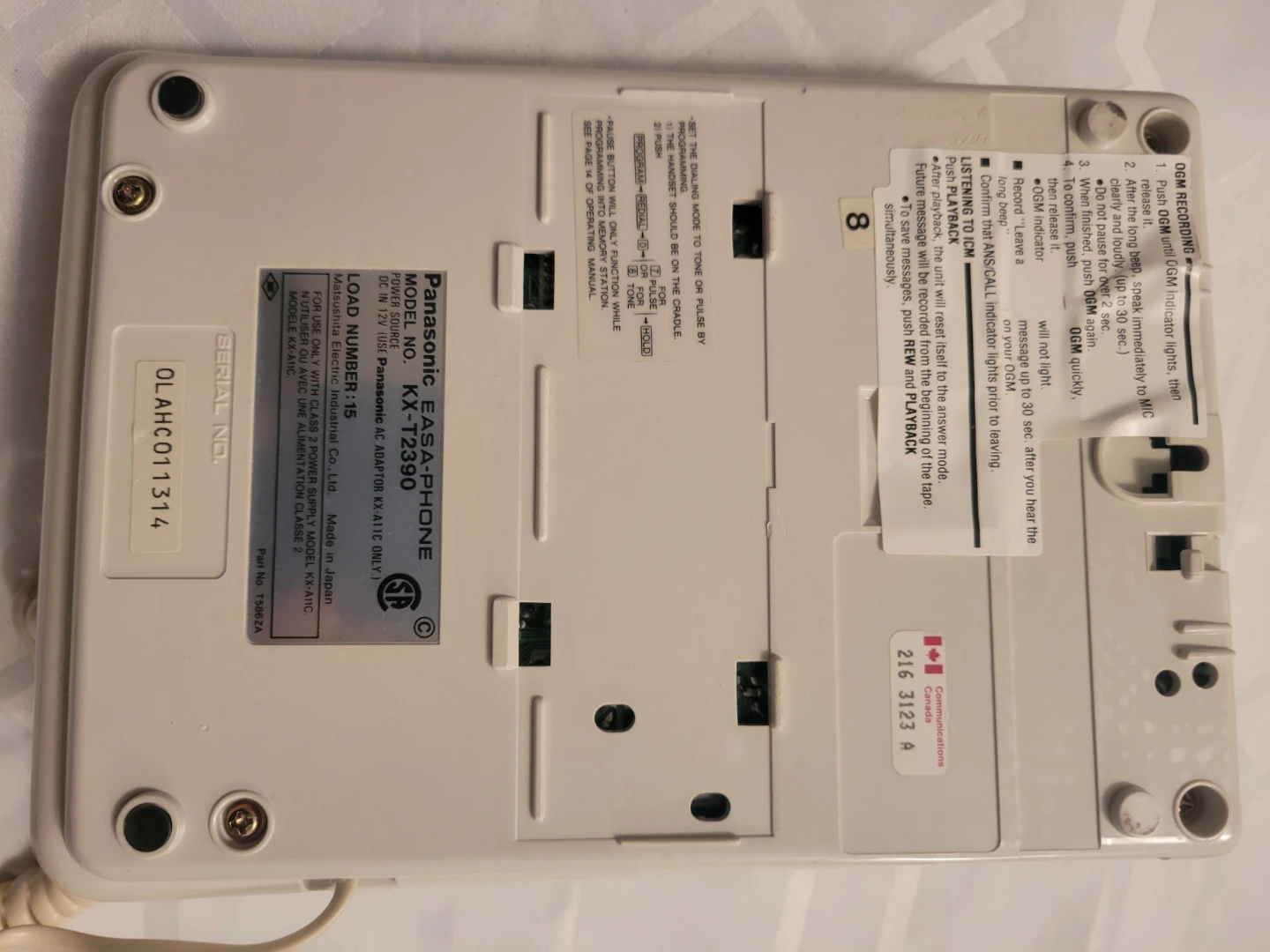Panasonic Easa-Phone KX-T2390 Corded Landline Phone - photo 3