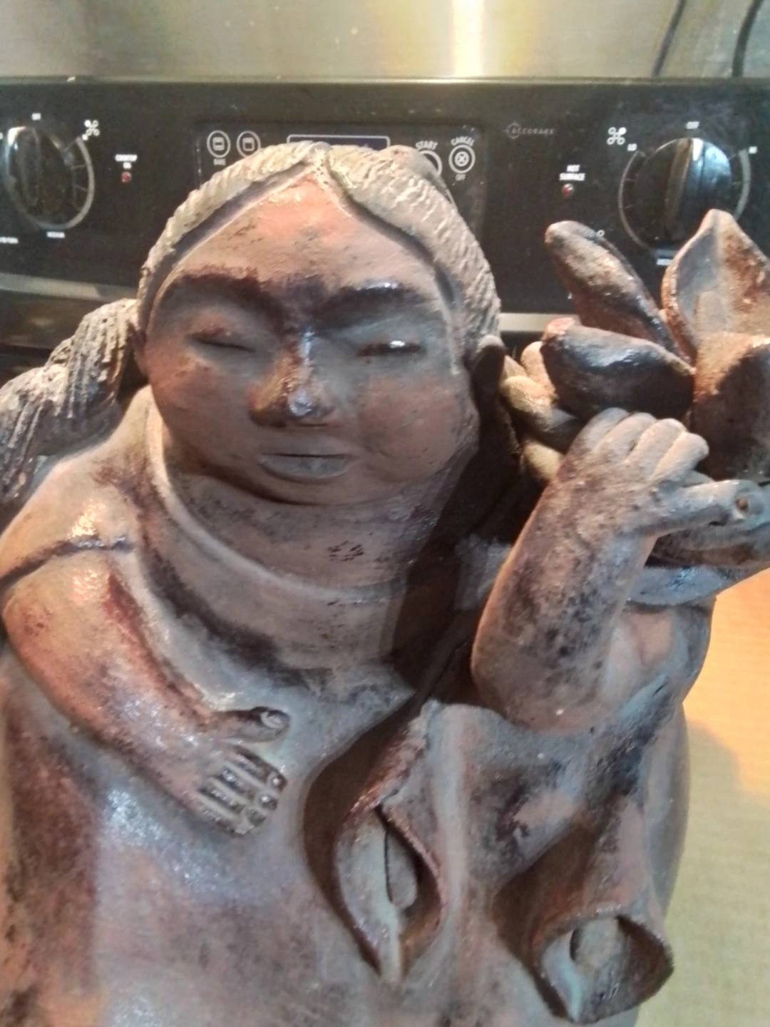 Mexican Folk Art Aztec Style Statue 10x10" - photo 2