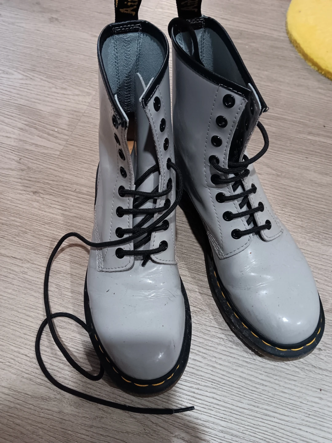 Dr. Martens Patent Leather Boots - Grey