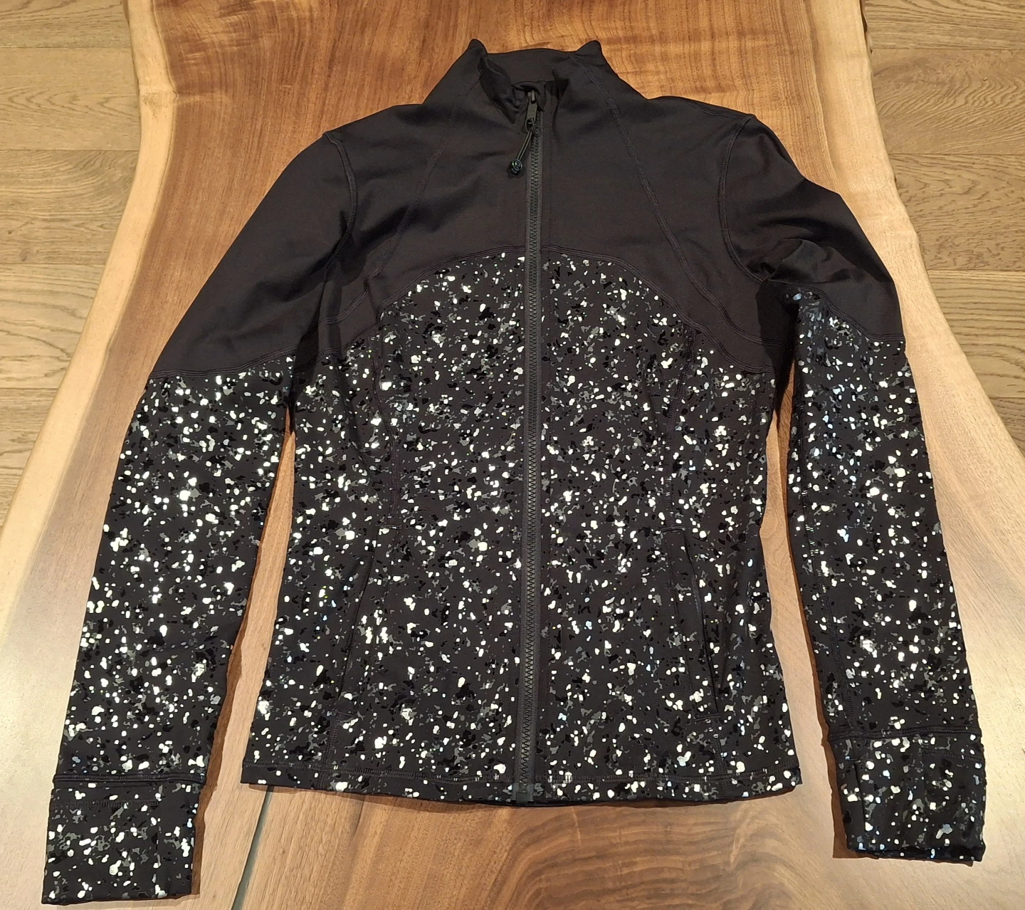 Lululemon Black & White Speckled Full Zip Jacket Size 8