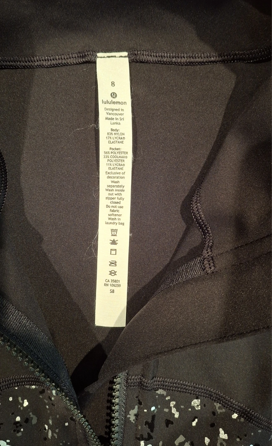 Lululemon Black & White Speckled Full Zip Jacket Size 8 - photo 3