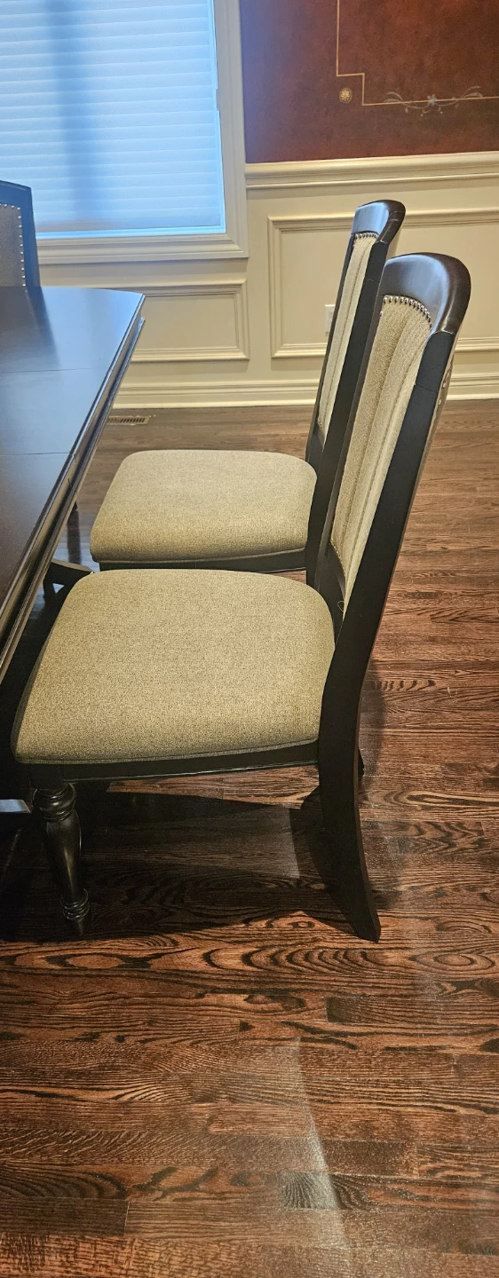 Dark Wood Dining Table with Upholstered Chairs - photo 3