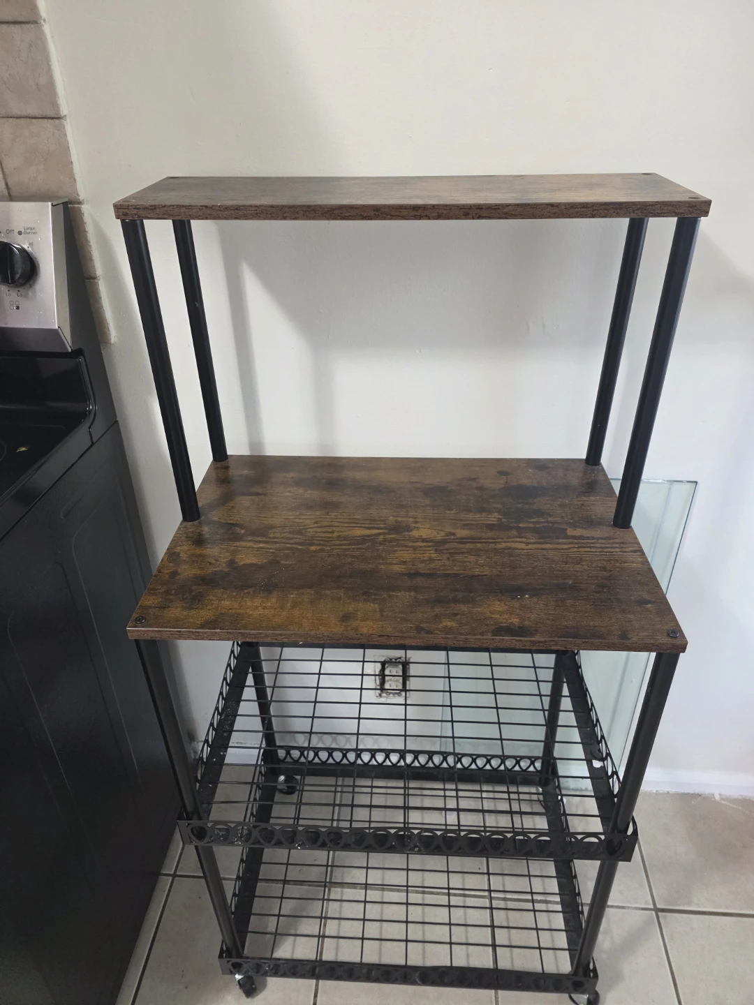 3-Tier Metal & Wood Rolling Kitchen Cart - photo 2