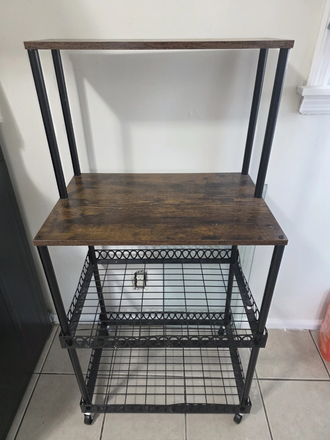 3-Tier Metal & Wood Rolling Kitchen Cart - photo 4