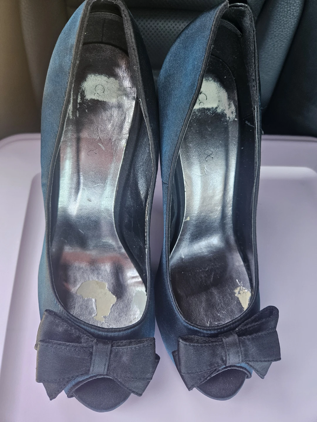 Blue Peep-Toe Heels with Bow - photo 2