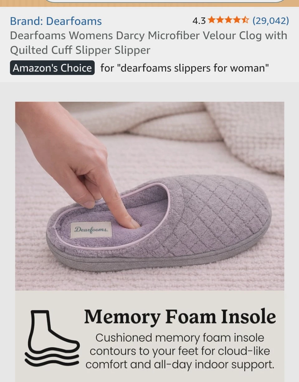 Dearfoams Black Quilted Slippers Medium - photo 5