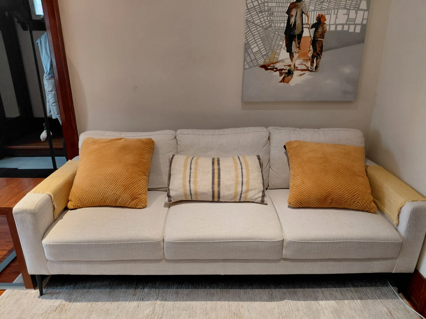Cream 3-Seater Sofa