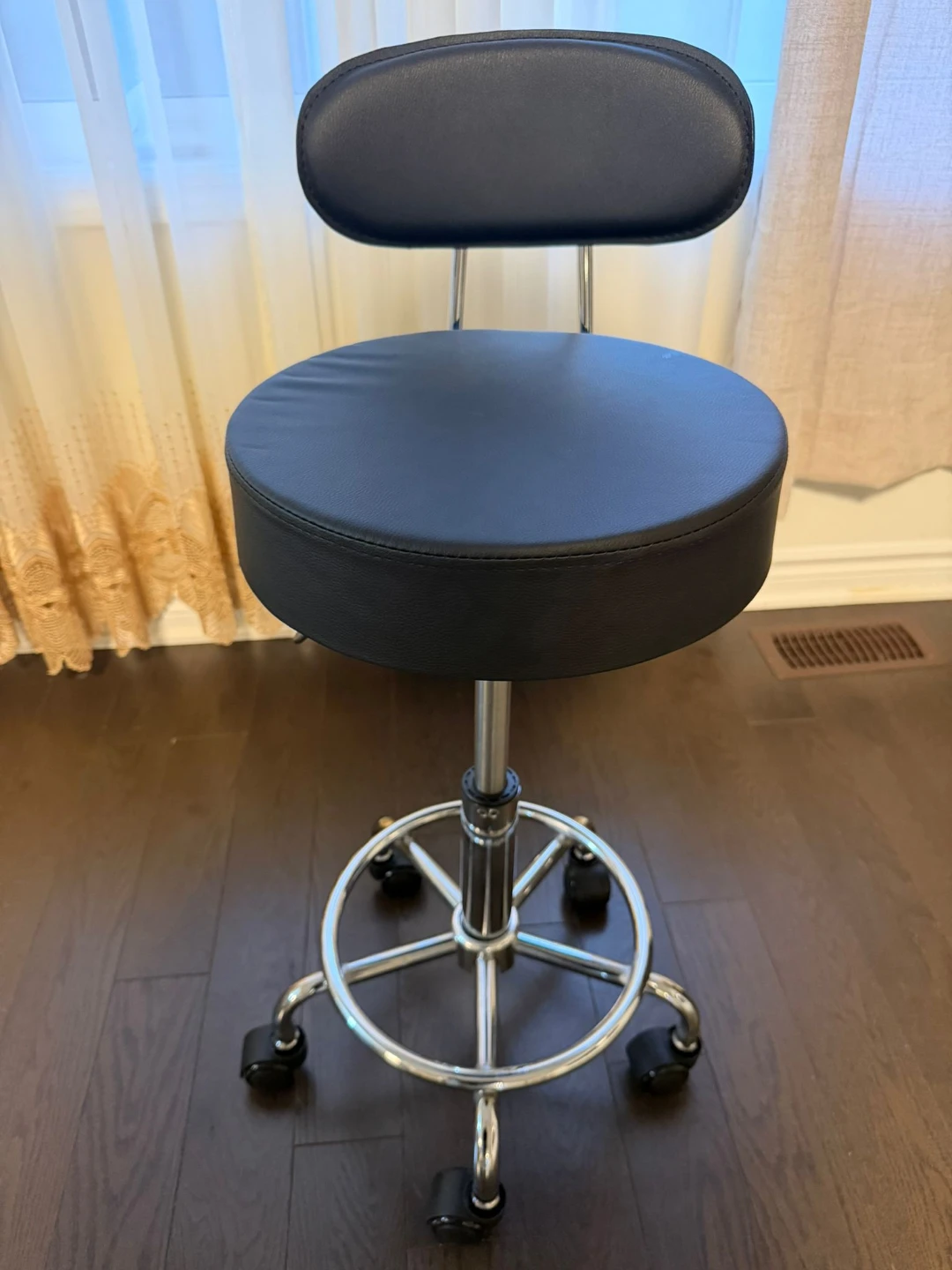 KKTONER PU Leather Rolling Stool w/ Footrest - Black - photo 3