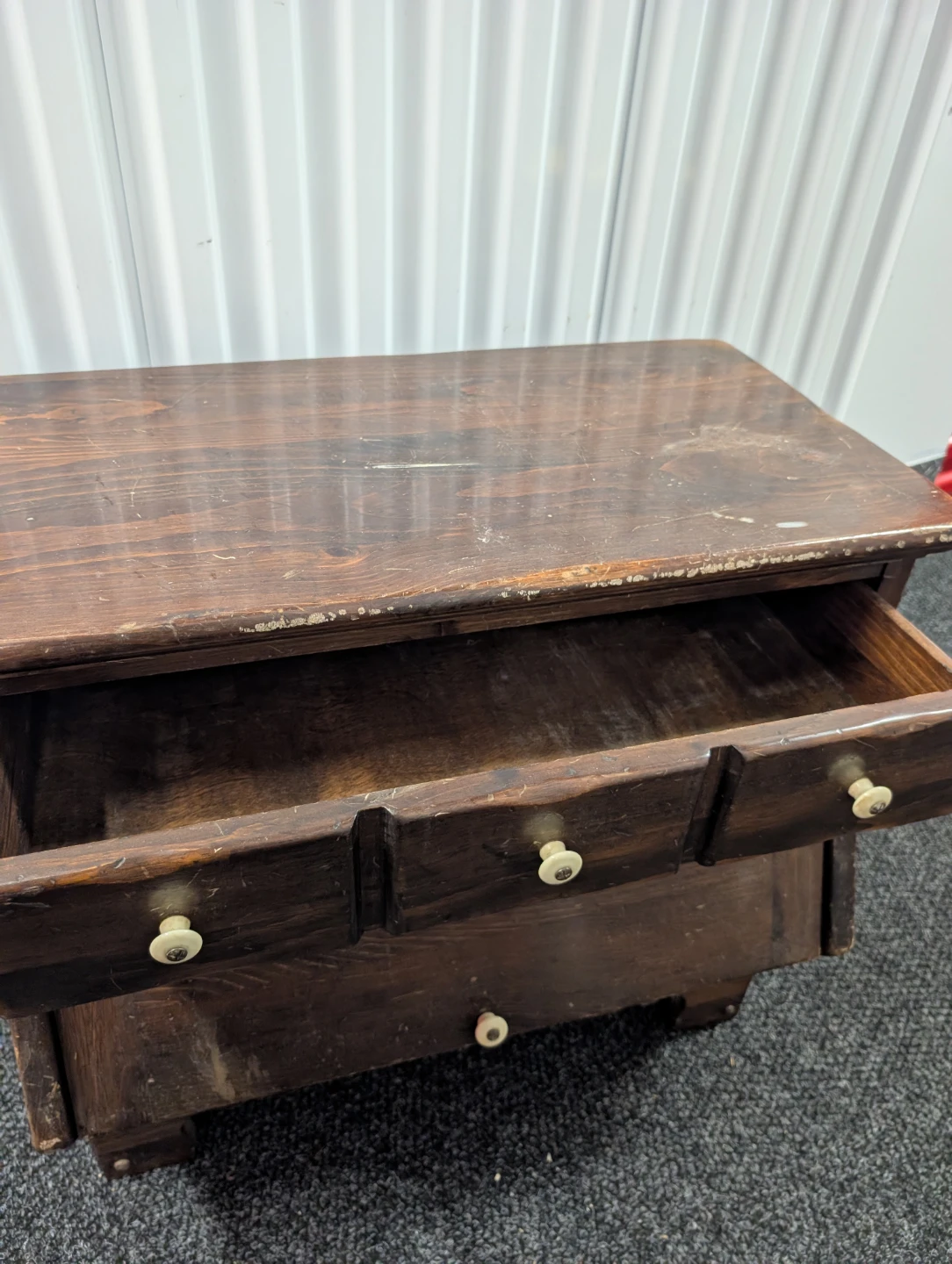 Antique Wooden Desk with Drawers and Flip-Top Compartment - photo 2