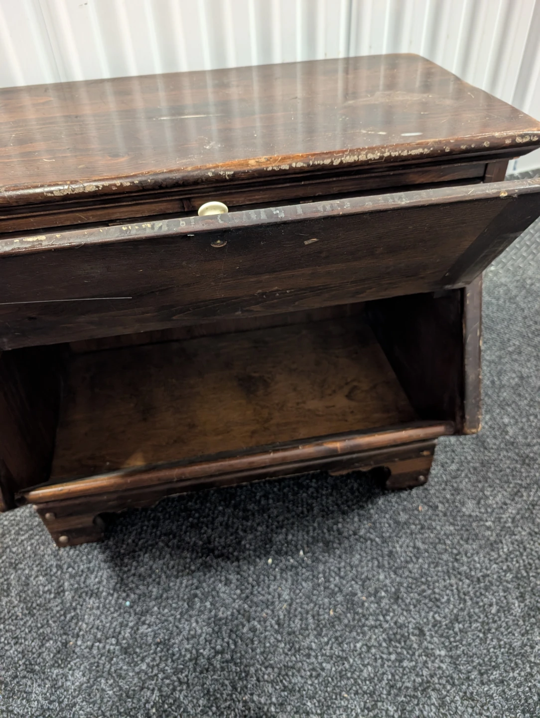 Antique Wooden Desk with Drawers and Flip-Top Compartment - photo 3