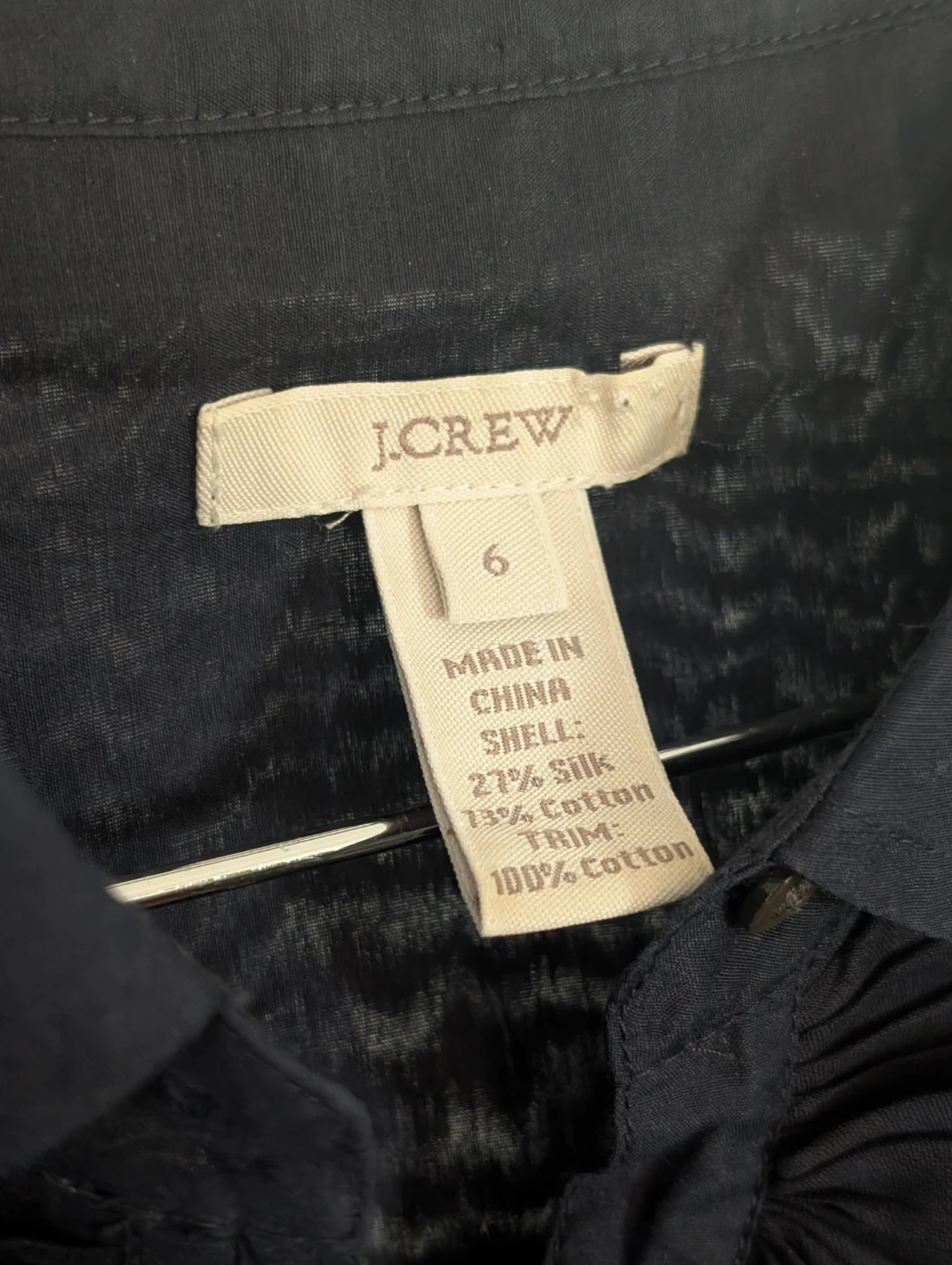 J.Crew Navy Ruffle Blouse Size 6 - photo 2