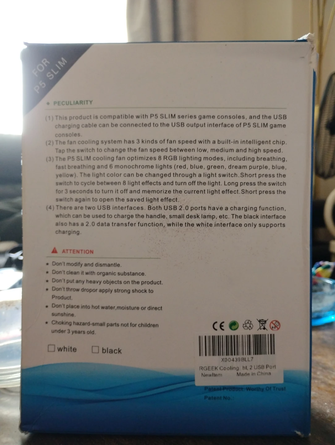 RGEEK Cooling Fan for PS5 Slim with 2 USB Ports and RGB Lights - photo 2