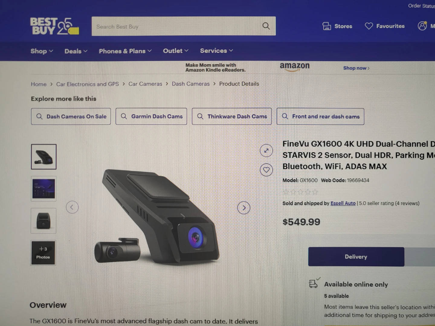 FineVu GX1600 4K UHD Dual-Channel Dash Cam