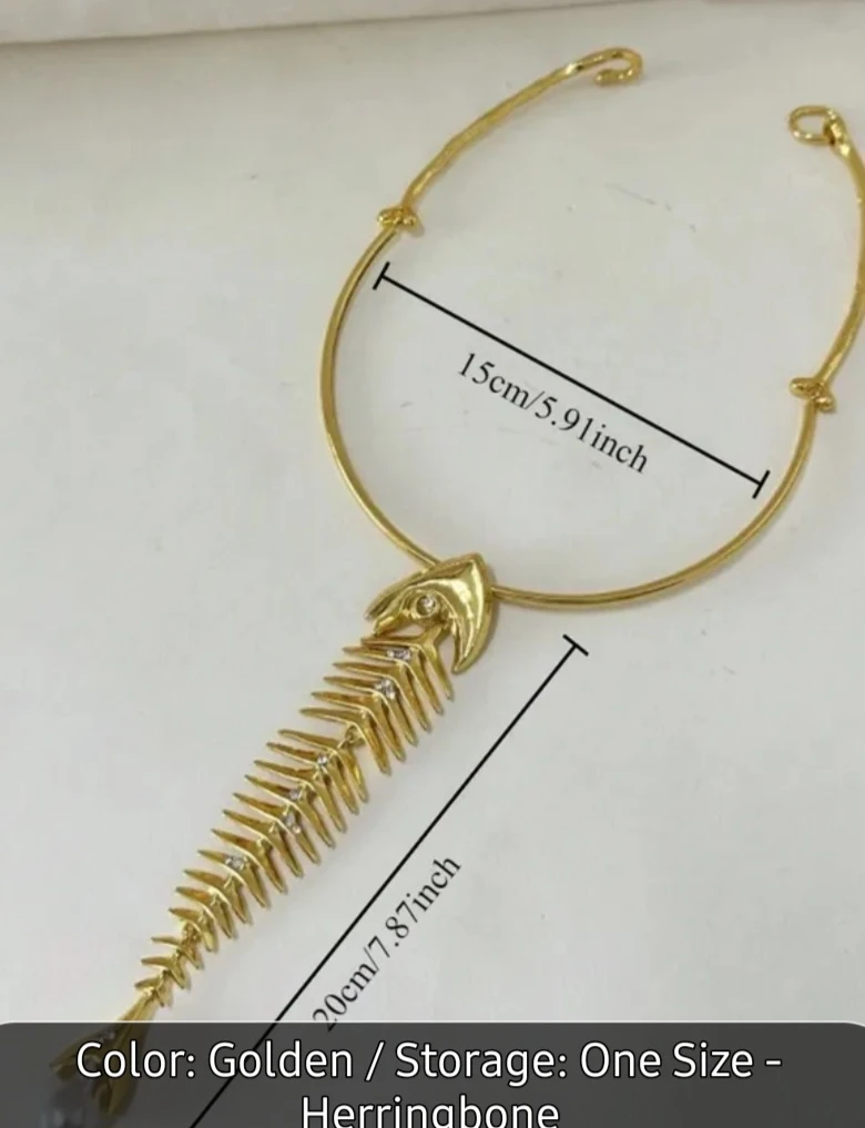 Gold Fishbone Necklace with Pearl - photo 3