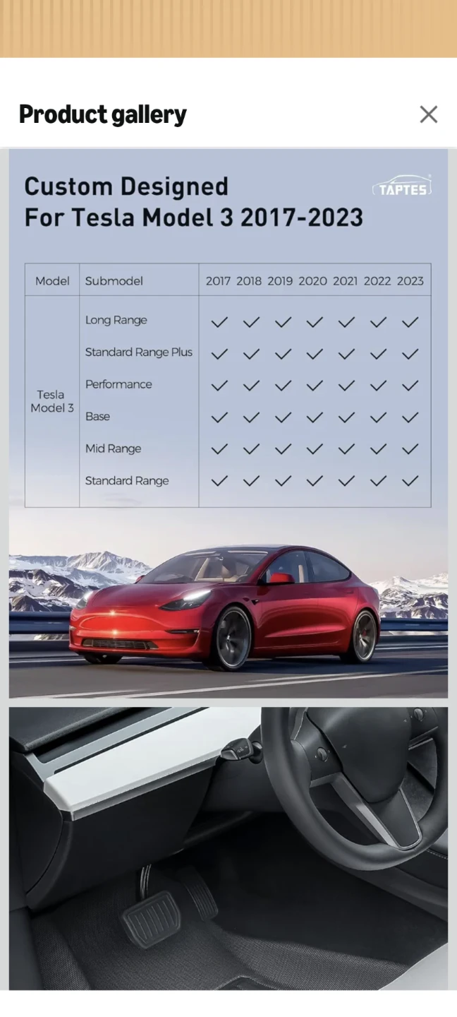 TAPTES Custom Fit Floor Mats for Tesla Model 3 2017-2023 - photo 3