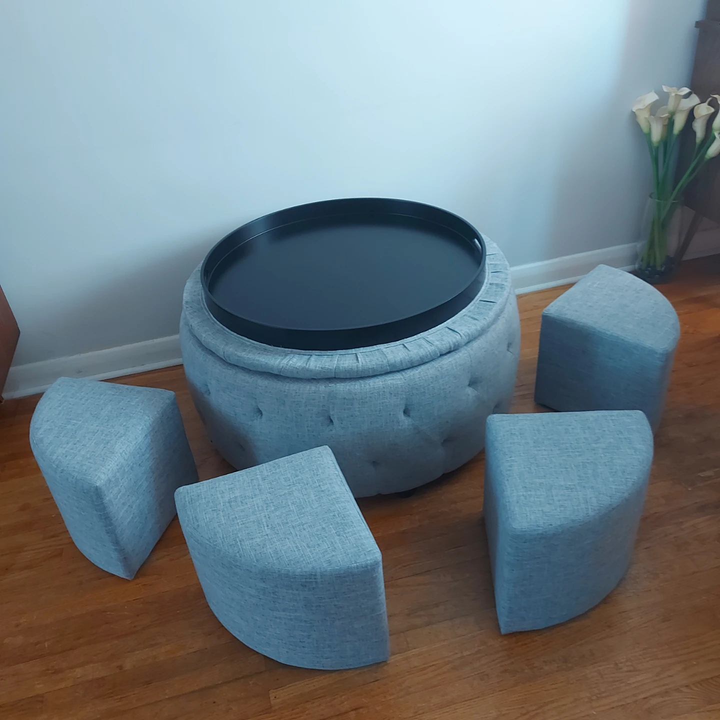 Roya 5pc Ottoman Set with Storage and 4 Stools - photo 5