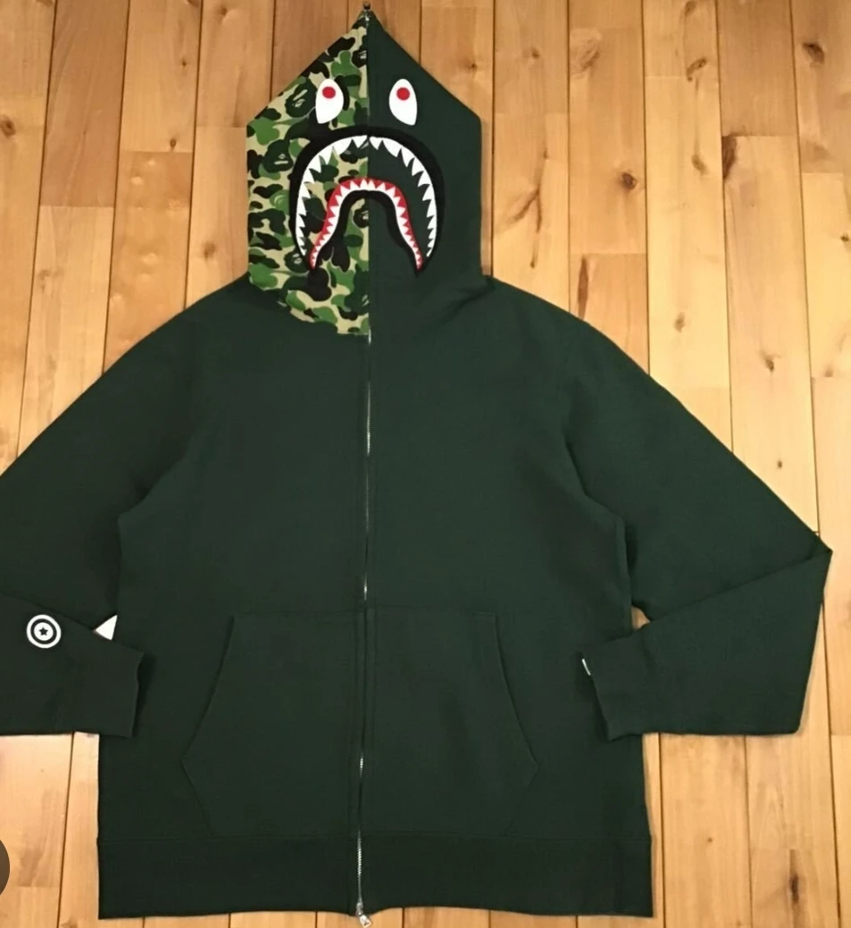 BAPE Shark Full Zip Hoodie Green Camo