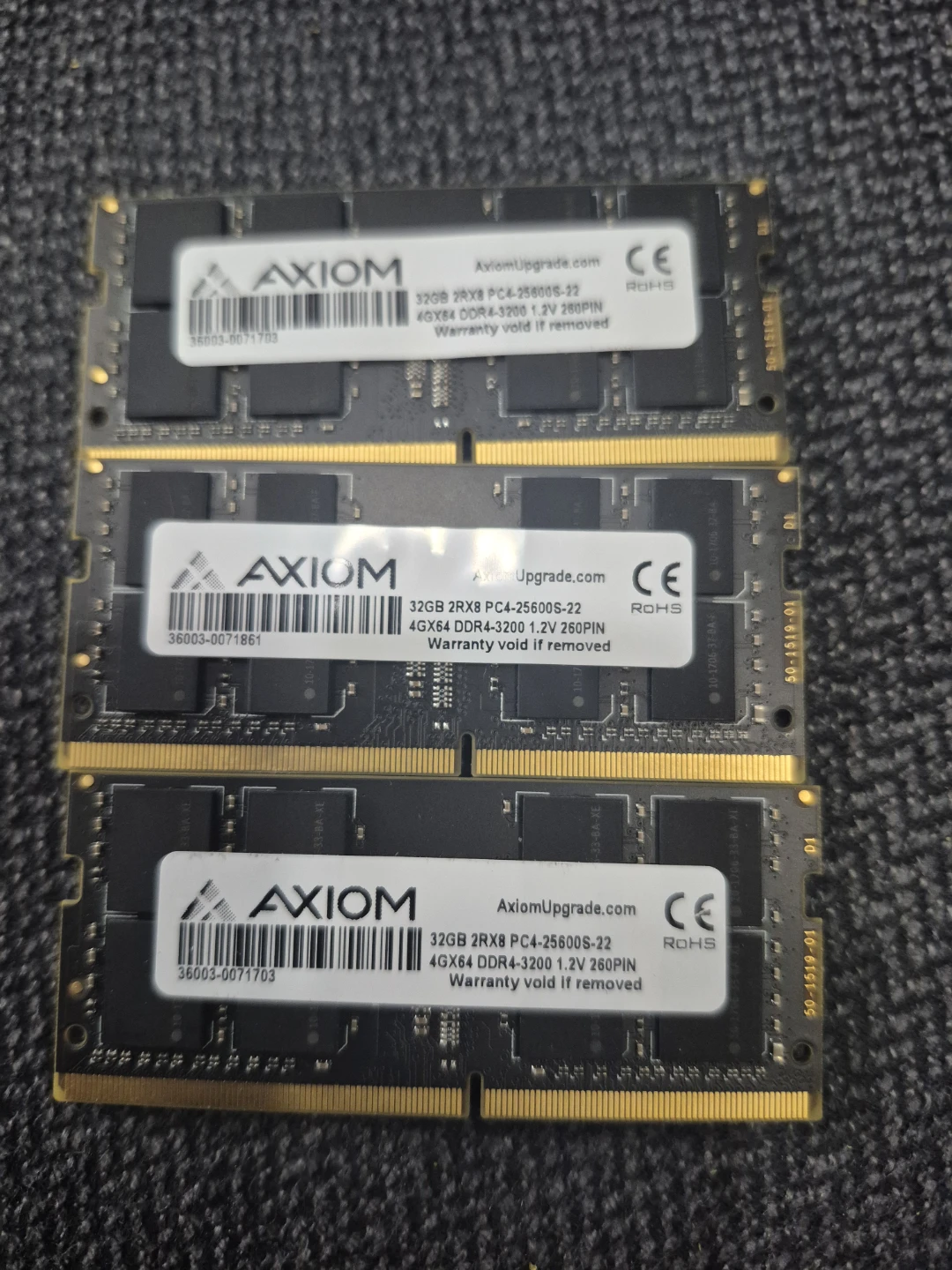Axiom 3 x 32GB DDR4-3200 PC4-25600S-22 RAM Modules