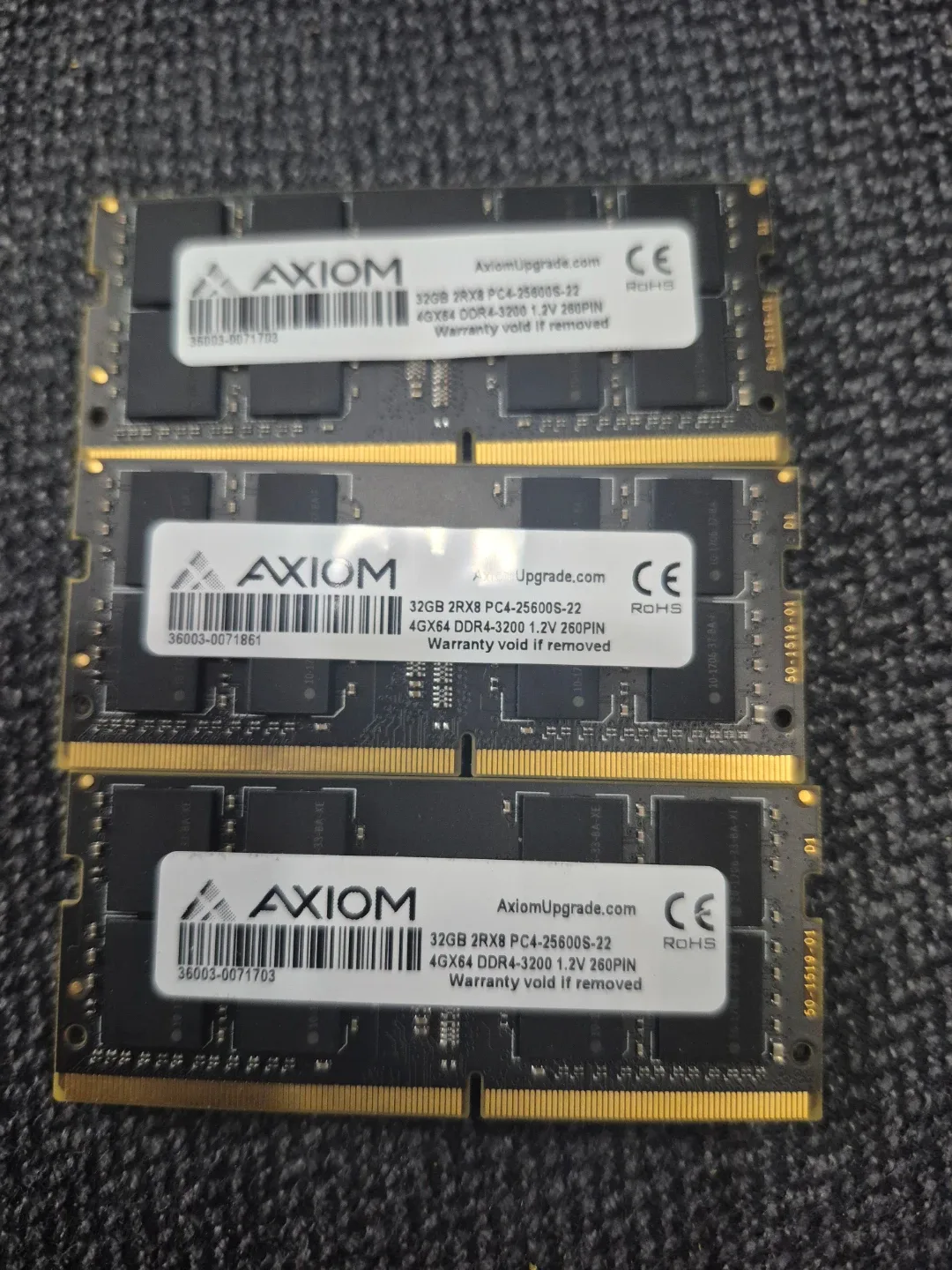 Axiom 3 x 32GB DDR4-3200 PC4-25600S-22 RAM Modules