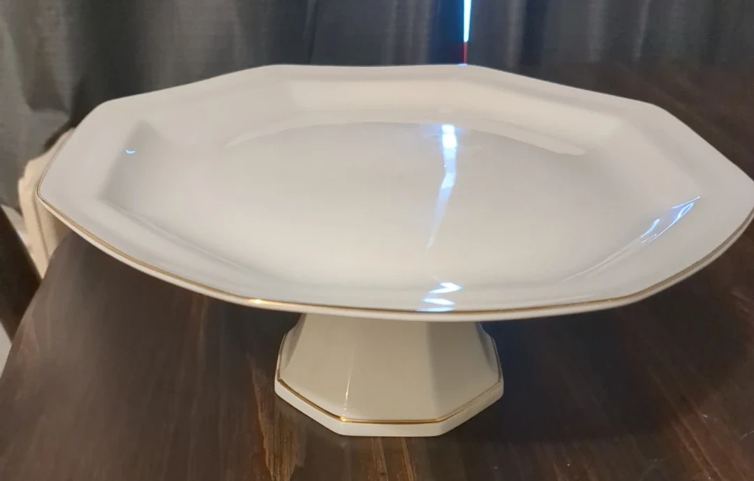 Monaco Toscany Gold Trim Porcelain Cake Stand