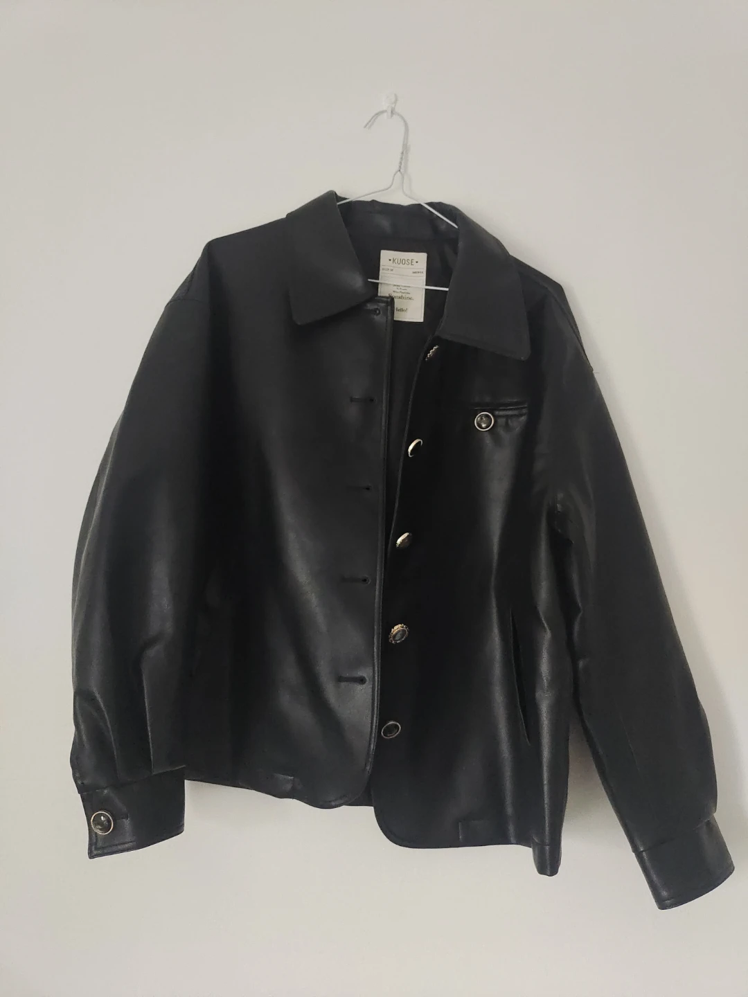 STRIDE Black Faux Leather Oversized Jacket - Medium