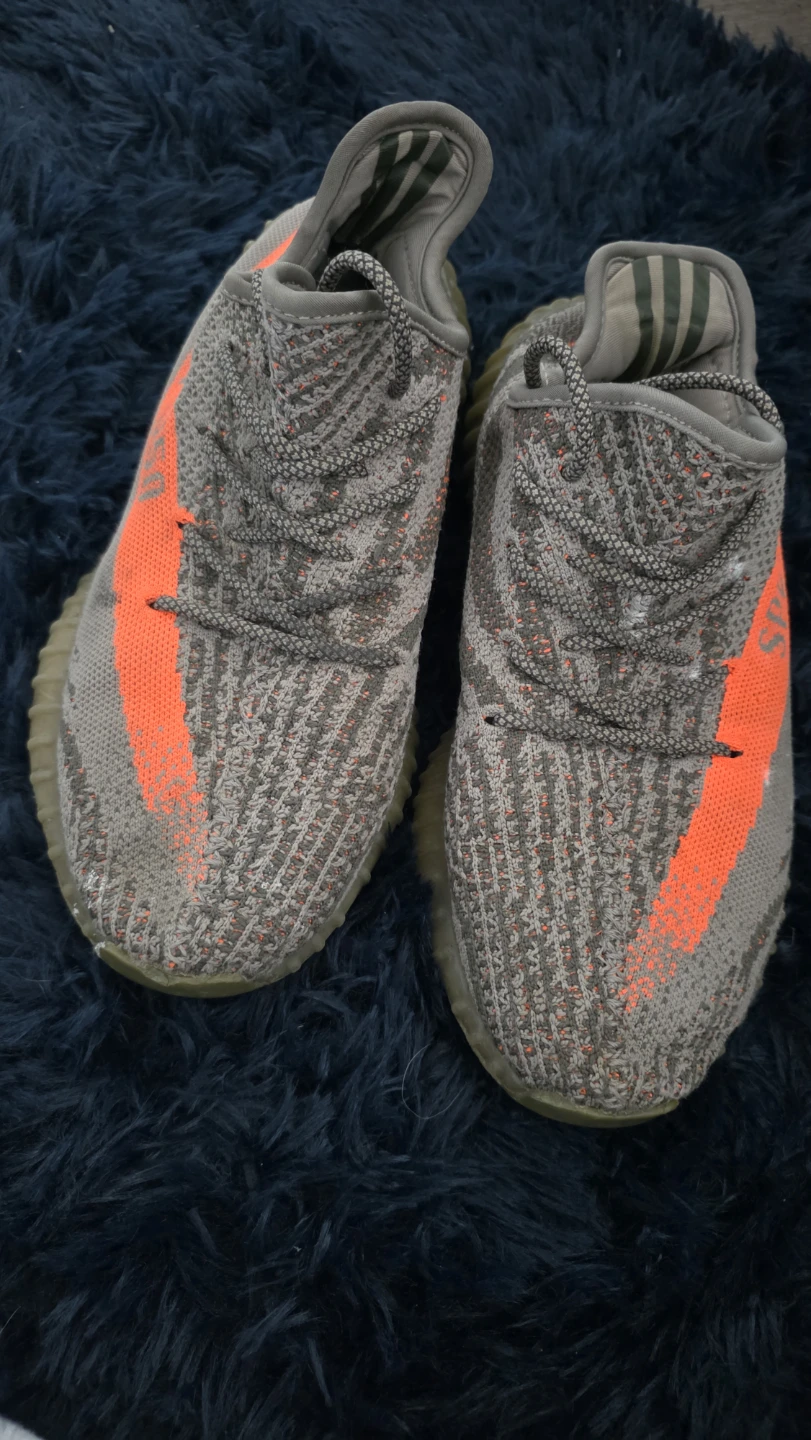 Grey knit sneakers with orange " - photo 2