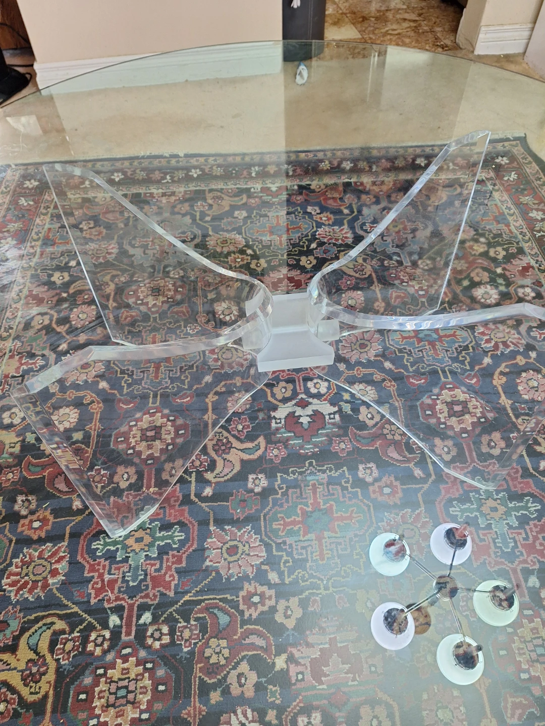 Glass Top Coffee Table with Clear Acrylic Base - photo 3
