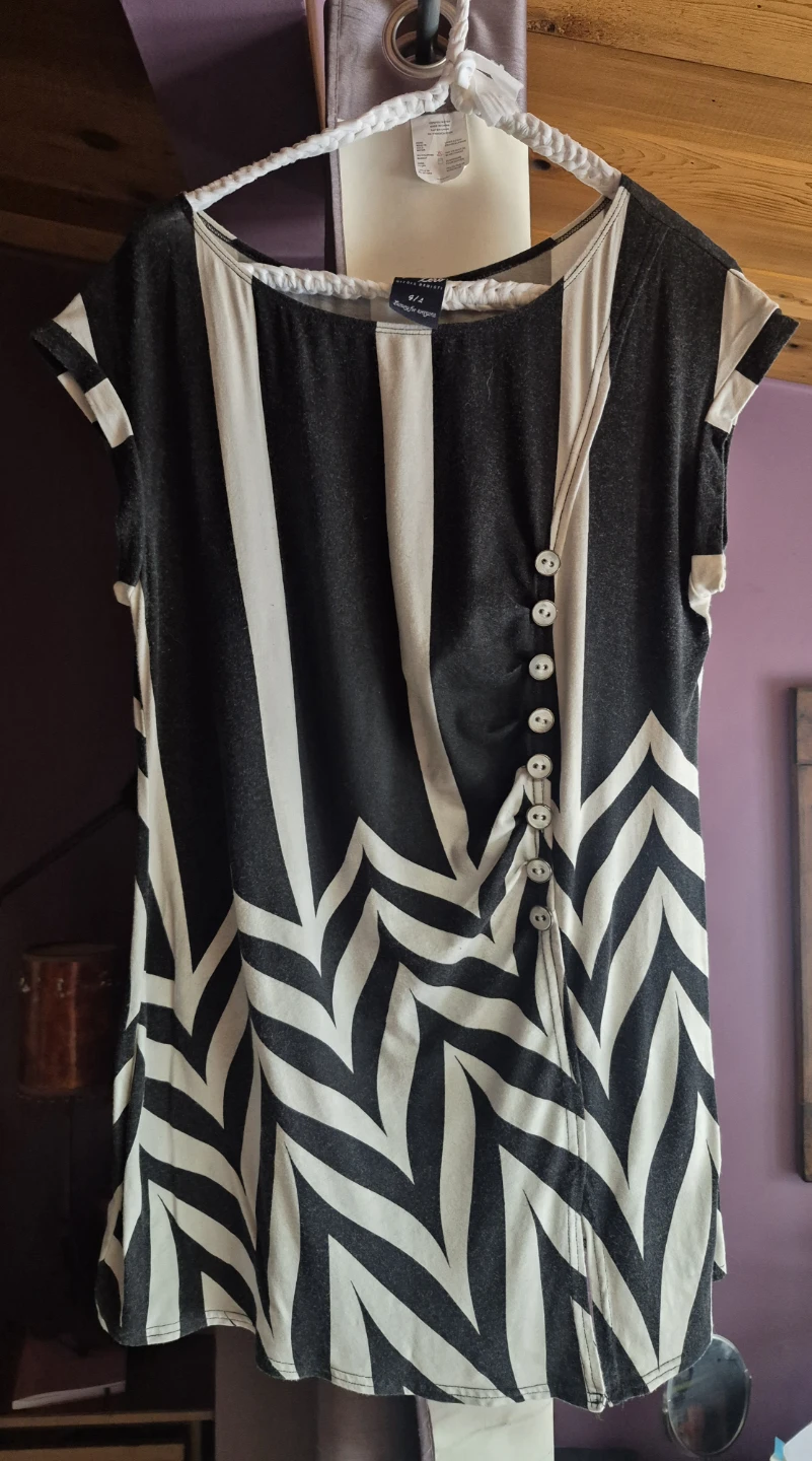 Niccola Ridolfi Black & White Striped Button-Detail Tunic