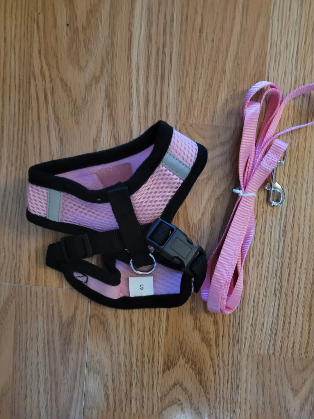 Pink Mesh Dog Harness with Leash - Size S