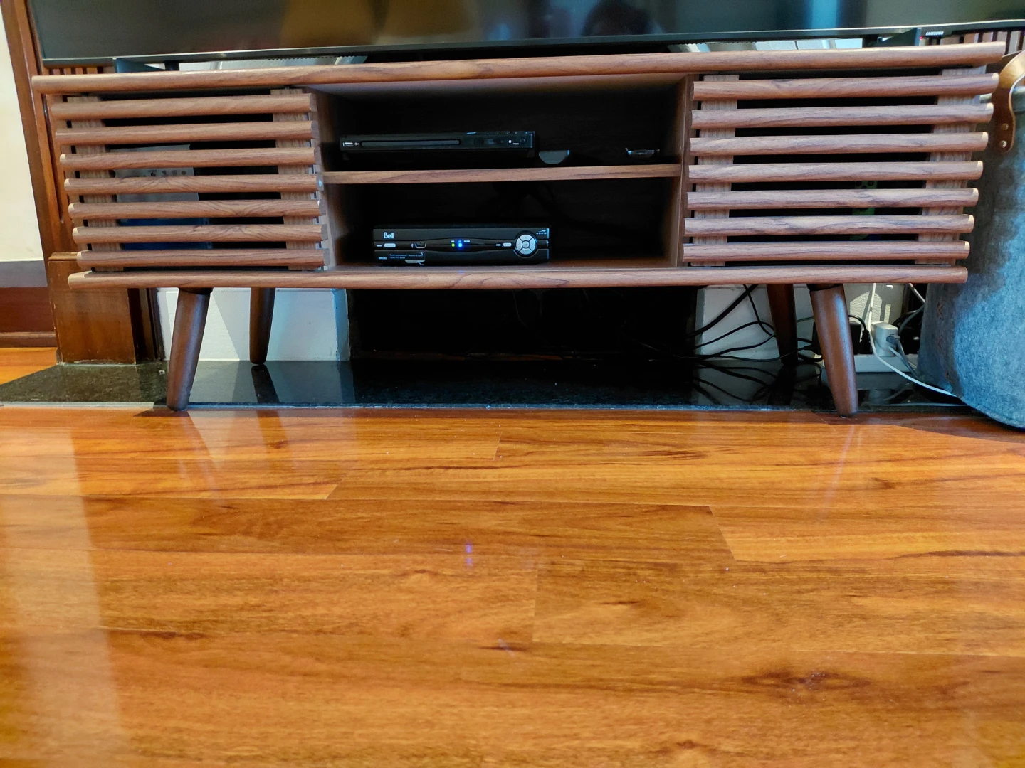 Mid-Century Modern TV Stand - Walnut Finish