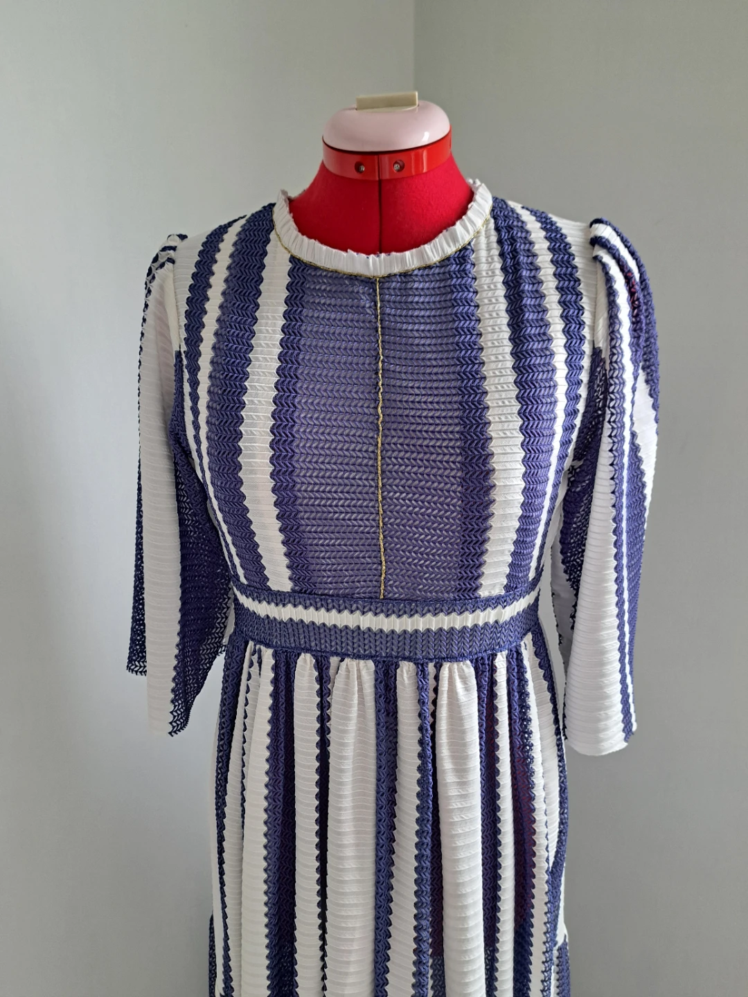 Blue and White Striped Maxi Dress - photo 4