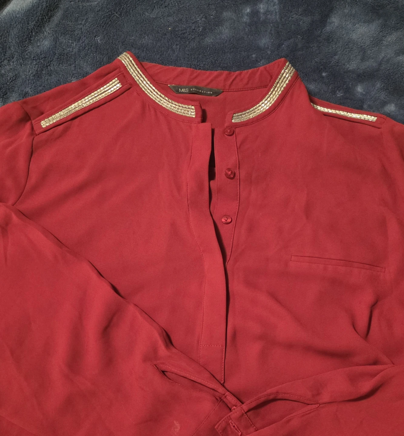 Red M&S Collection Blouse with Gold Embellishment - photo 2