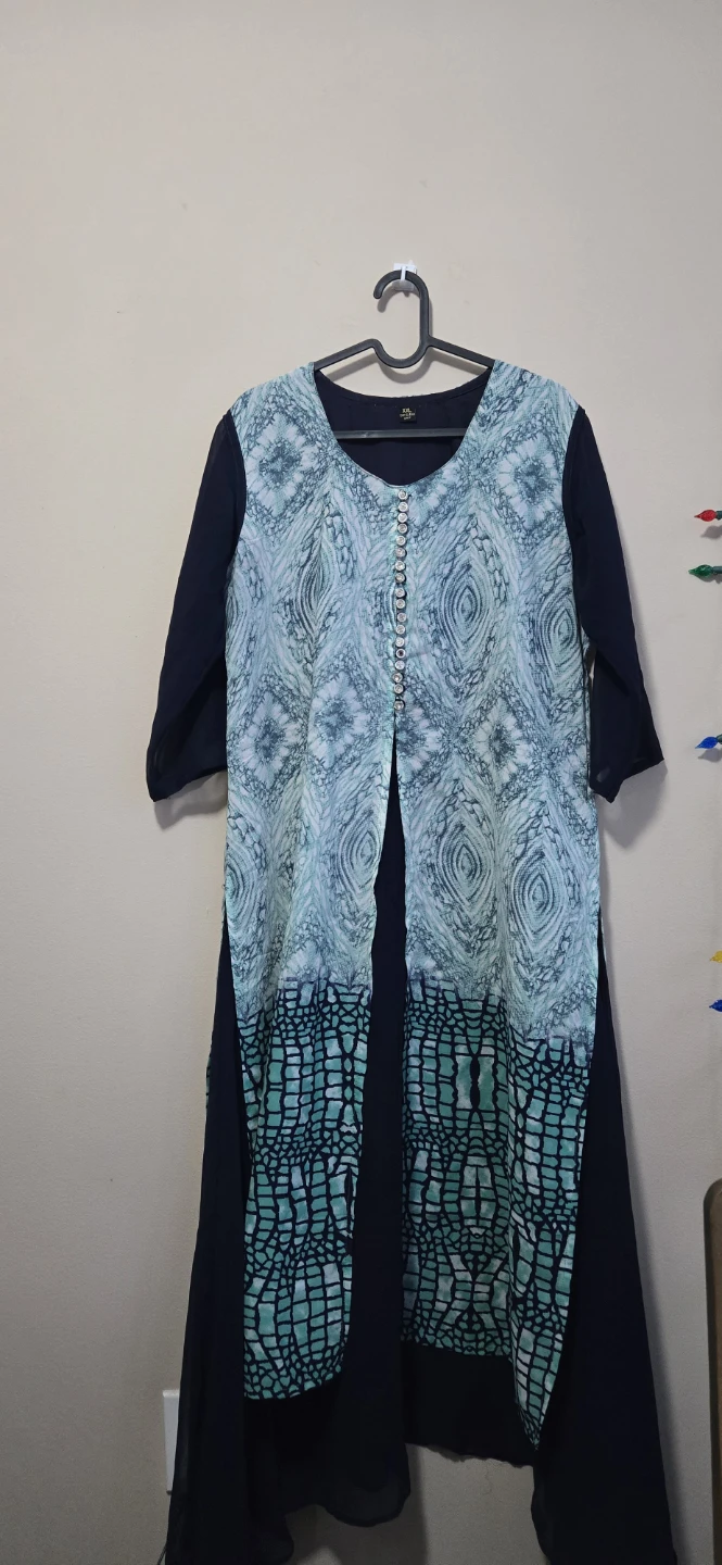 Women's Navy and Teal Print Kurti