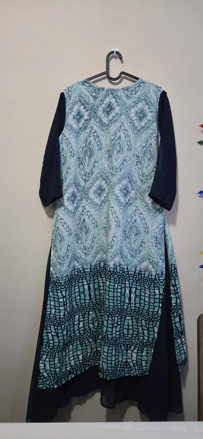 Women's Navy and Teal Print Kurti - photo 2