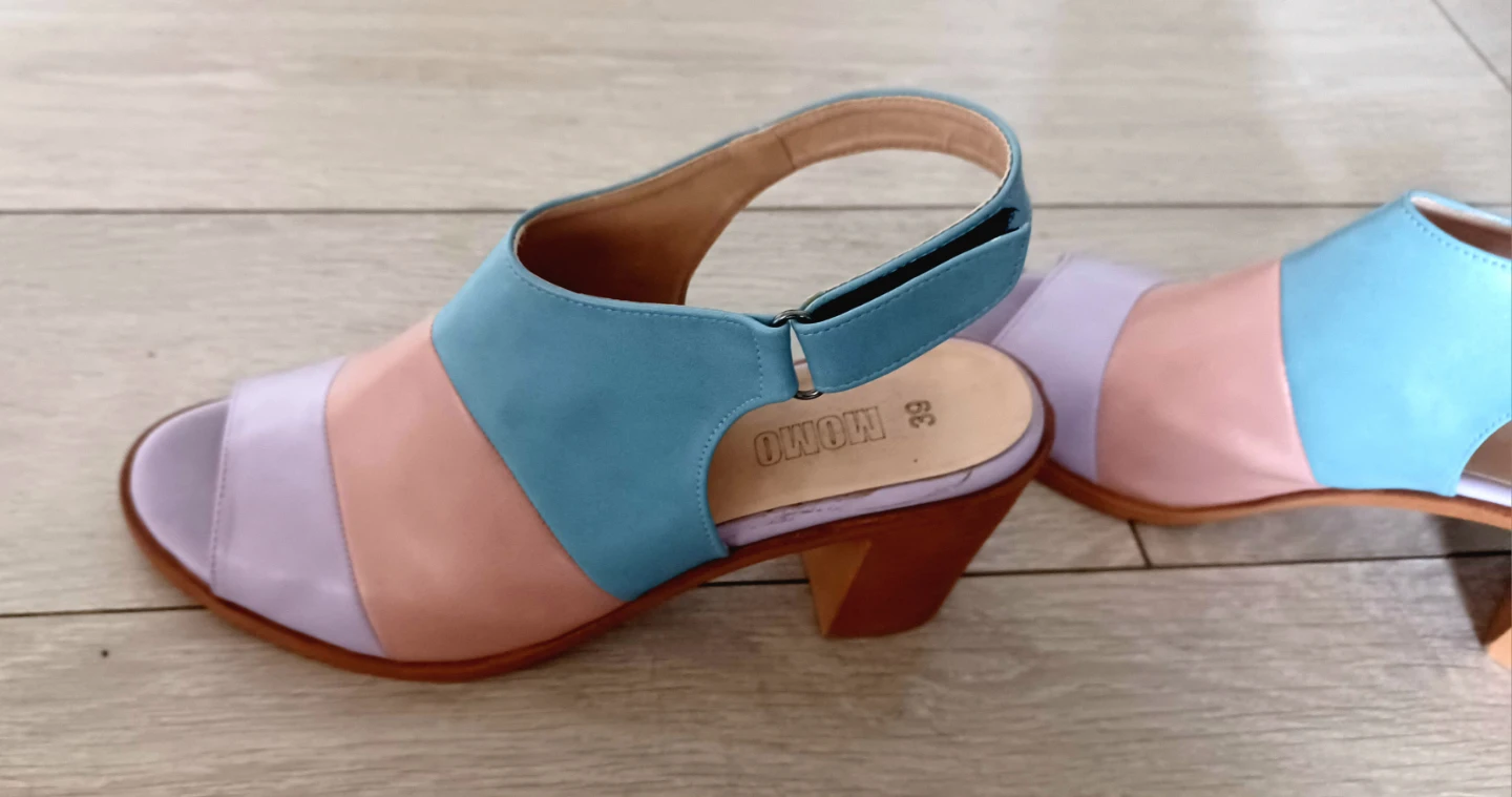 MOMO Colour Block Block Heel Sandals Size 39