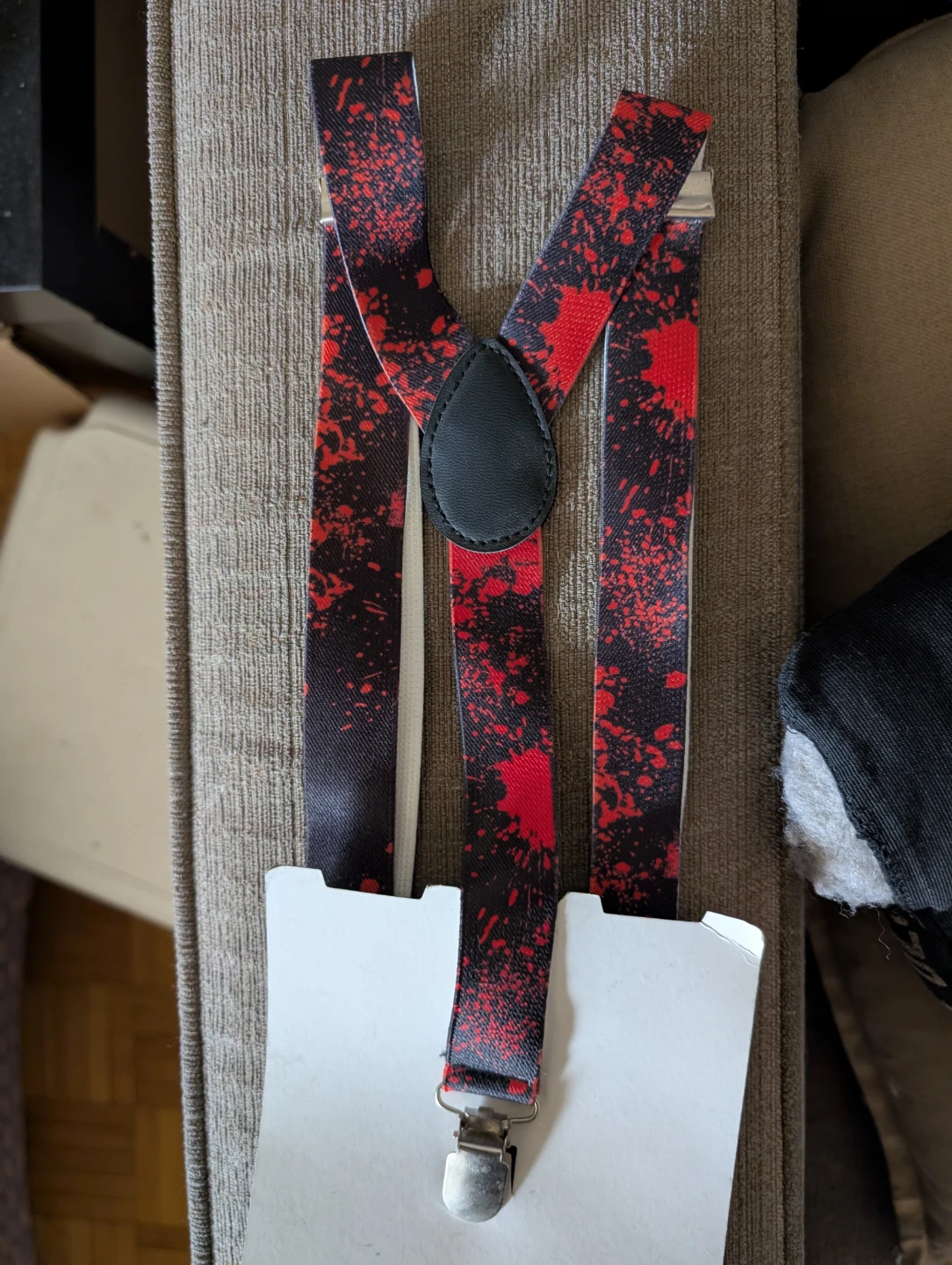 red blood splatter print suspender