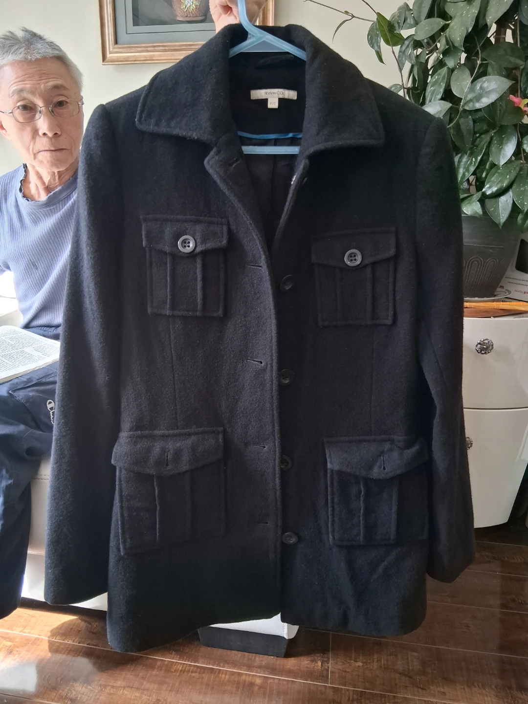 Women Black Wool Blend Jacket RW&CO size S