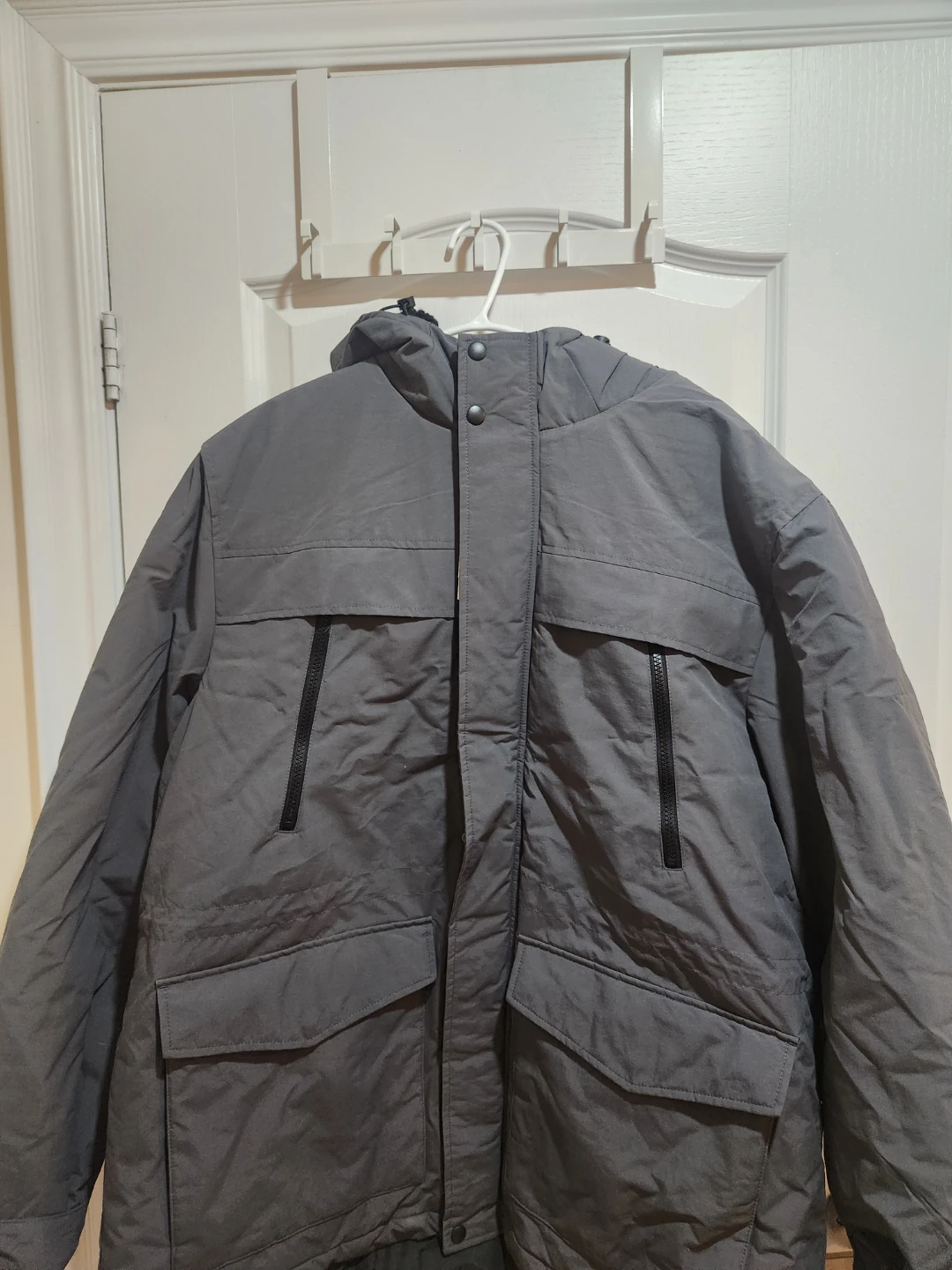 Large George Men's Grey Hooded Winter Jacket