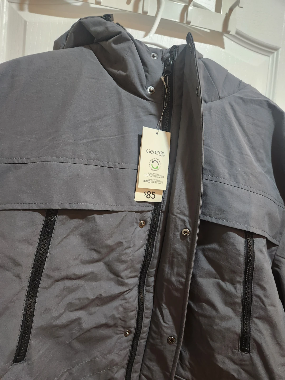Large George Men's Grey Hooded Winter Jacket - photo 2