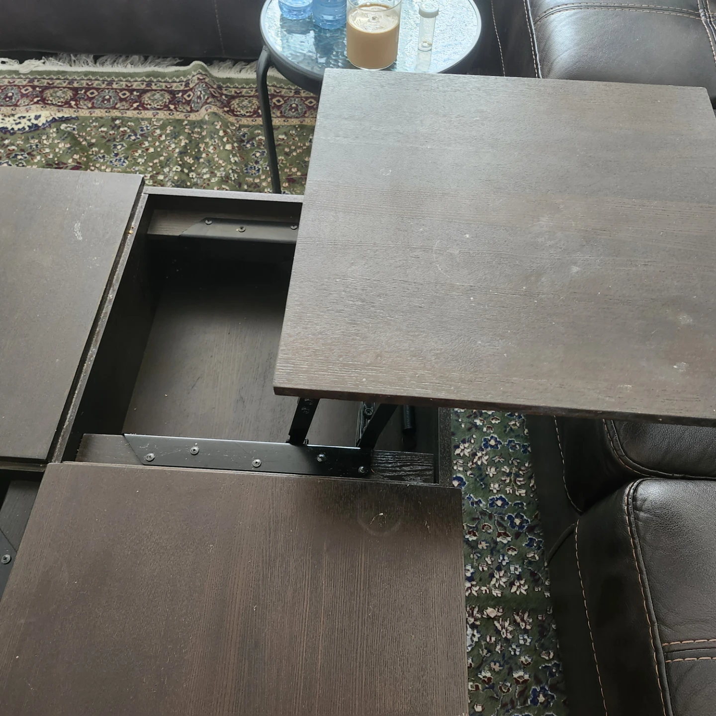 Dark Brown Lift-Top Coffee Table with Storage - photo 4