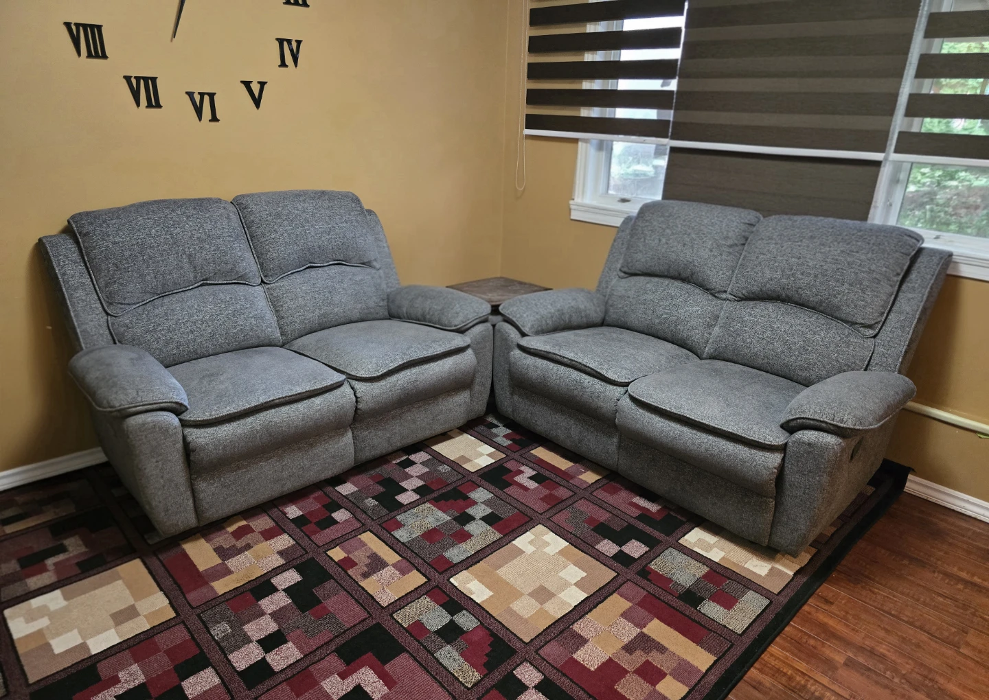 Two-Set Chandler 60" Chenille Fabric Reclining Loveseat - Grey