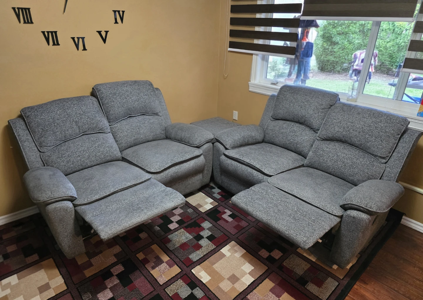 Two-Set Chandler 60" Chenille Fabric Reclining Loveseat - Grey - photo 2