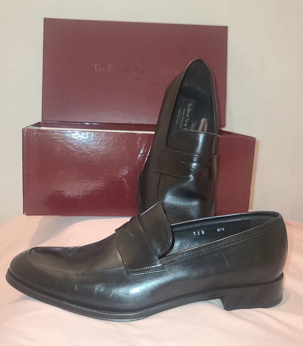 To Boot New York Adam Derrick Black Leather Loafers Size 8M