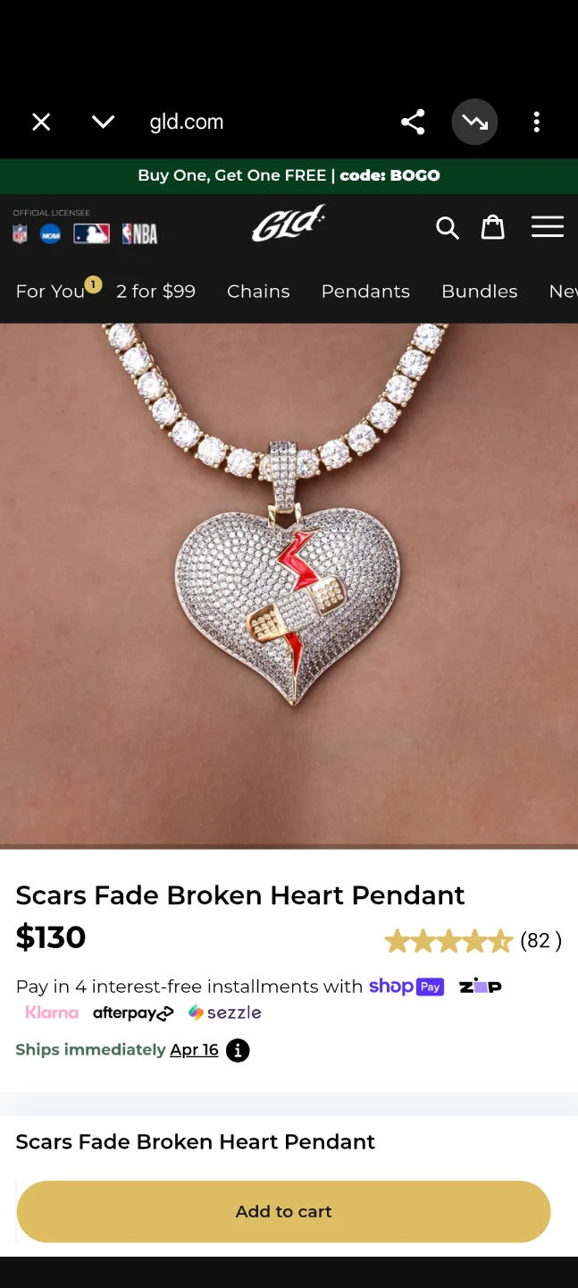 GLD Scars Fade Broken Heart Pendant 18k yellow gold filled - photo 4