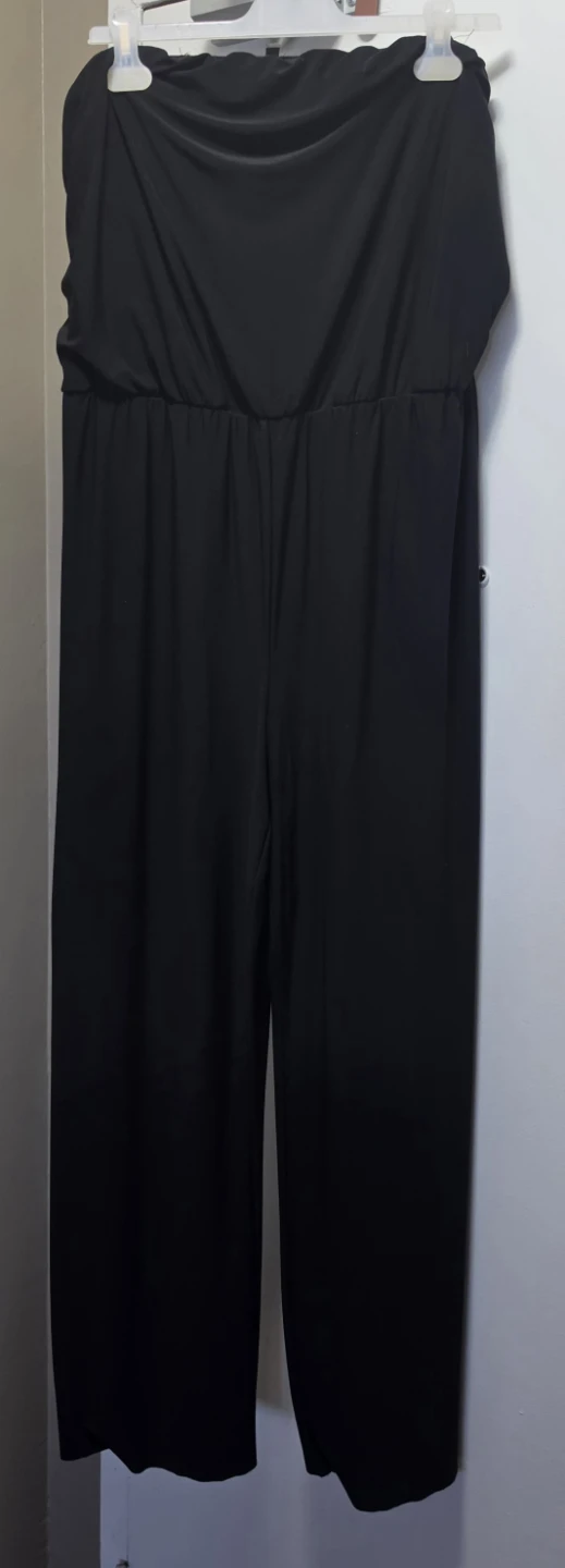 Black Strapless Wide Leg Jumpsuit