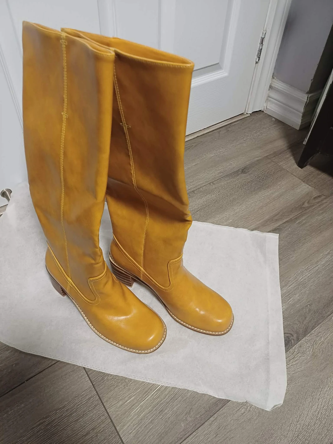 Goderci Women's Knee-High Boots - Mustard Yellow - photo 5