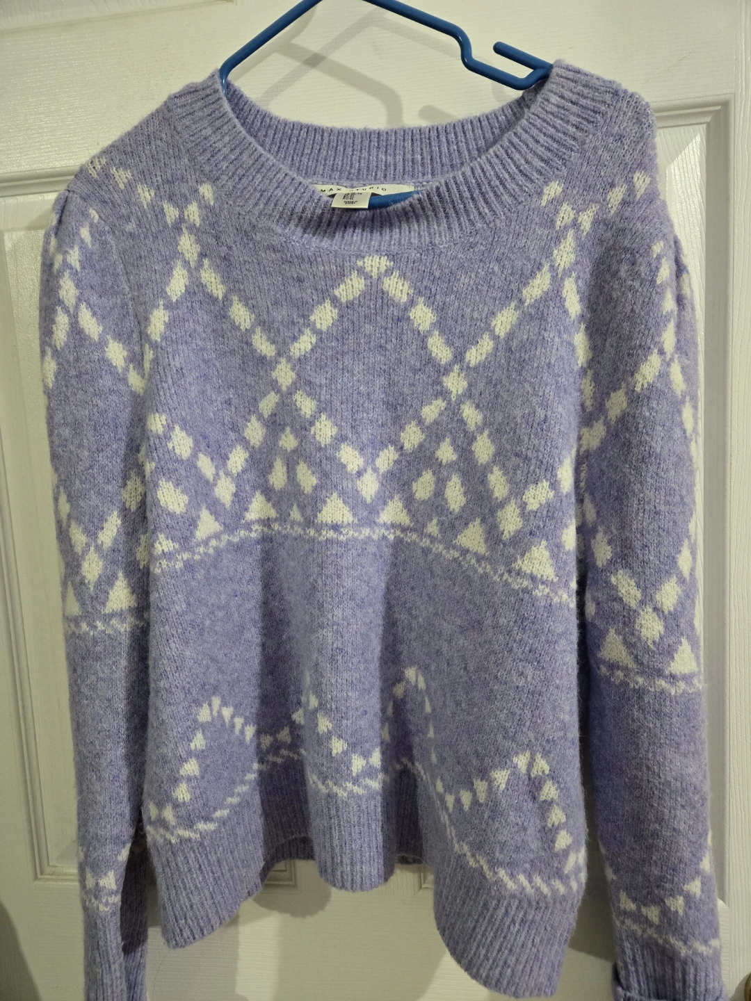 Max Studio Purple Argyle Knit Sweater - XL