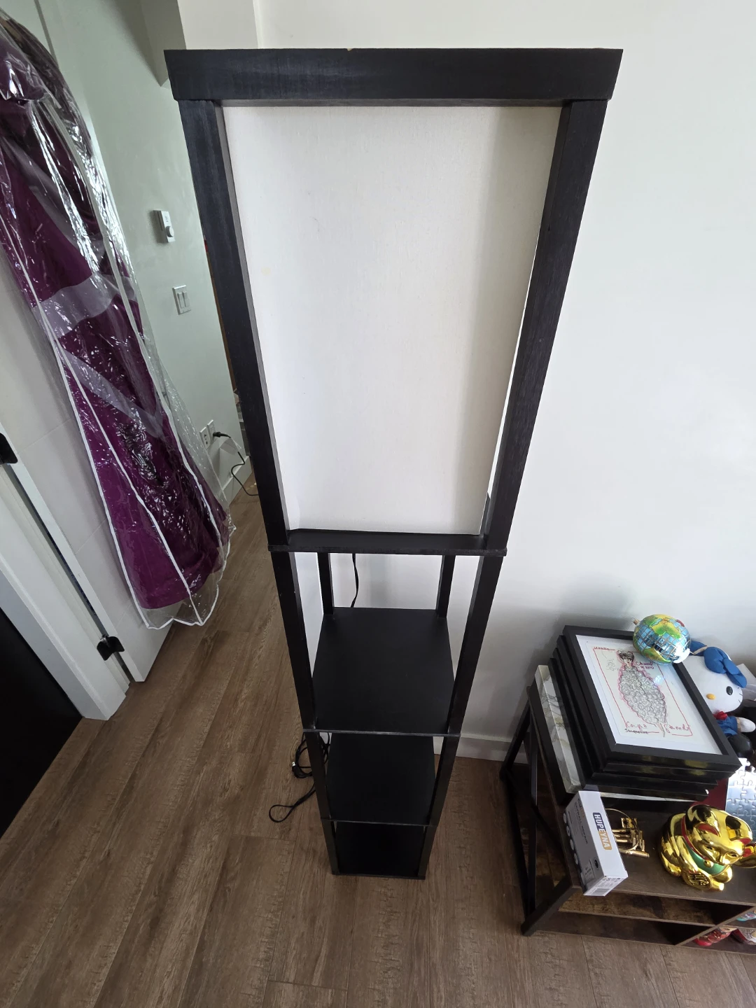Black Floor Lamp with Shelves