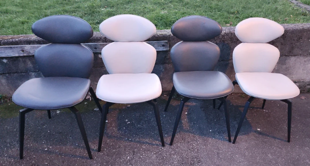 Set of 6 Modern Accent Swivel Chairs - Grey and White