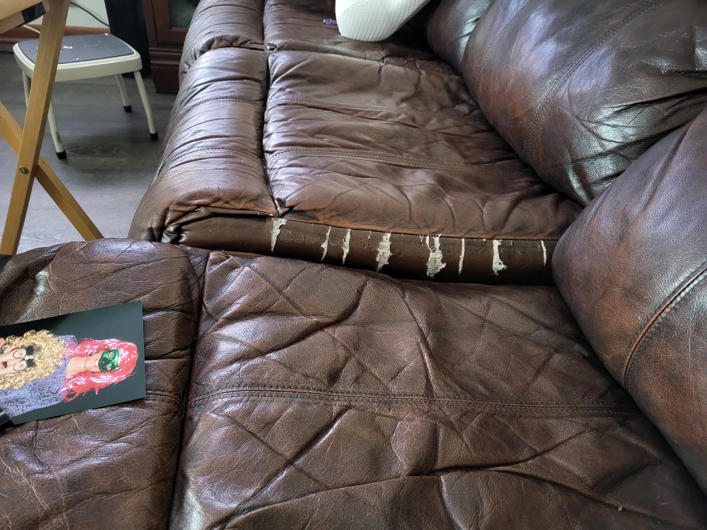 Brown Leather Recliner Sofa and chair. - photo 5